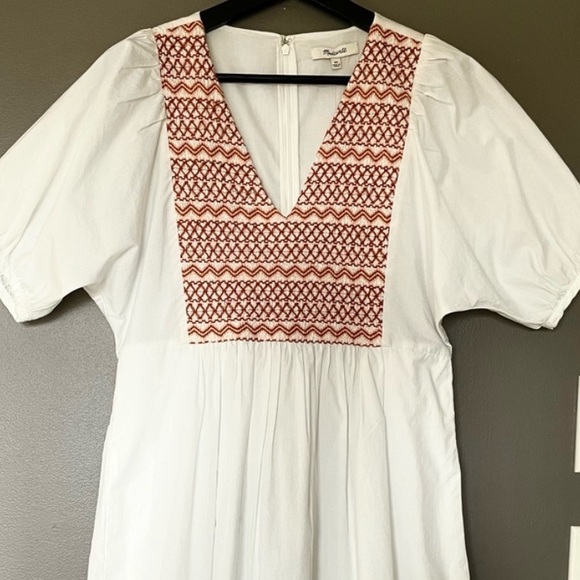 Madewell Embroidered Poplin V-Neck Mini Dress xs new - Picture 6 of 9